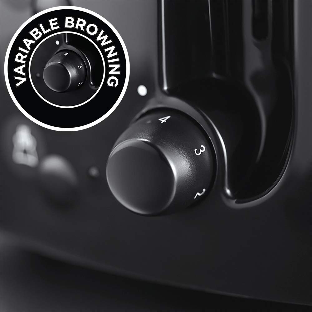 Russell Hobbs Textures 4-Slice Toaster | Extra Wide Slots – Black