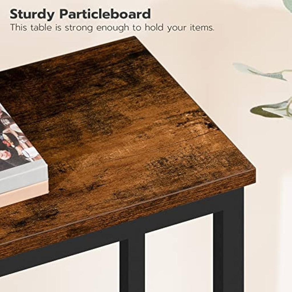 HOOBRO Slim Console Table – Industrial Narrow Sofa Table, Rustic Brown