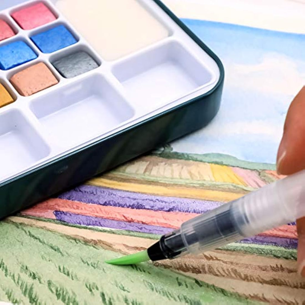 Artecho Metallic Watercolour Paint Set | 18 Colors with Water Brush Pen