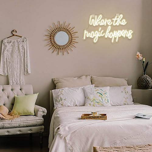 Where The Magic Happens Neon Sign – White LED Wall Decor