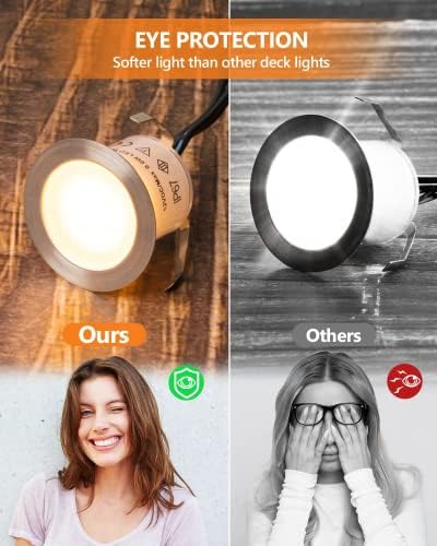 HIBOITEC 10Pcs LED Decking Lights | IP67 Waterproof Warm White Deck Lights