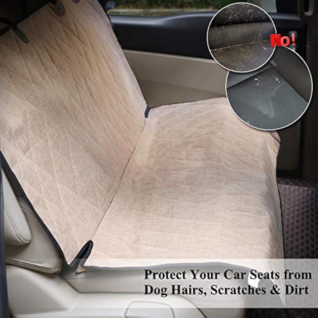 Vivaglory Dog Backseat Cover | Anti-Slip Waterproof Bench Protector, Khaki