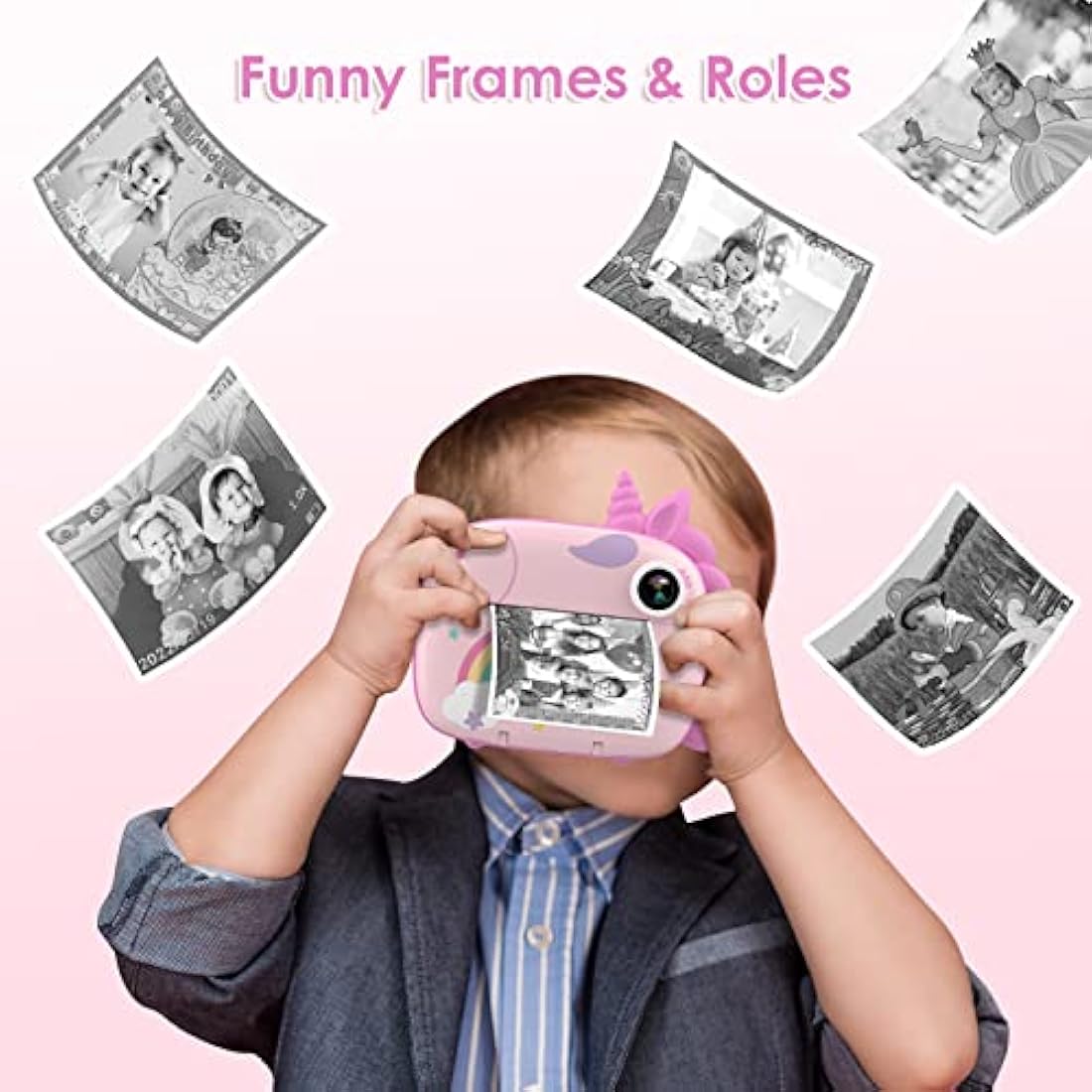 HiMont Kids Instant Print Camera – 20MP Dual Lens Digital Camera, Pink