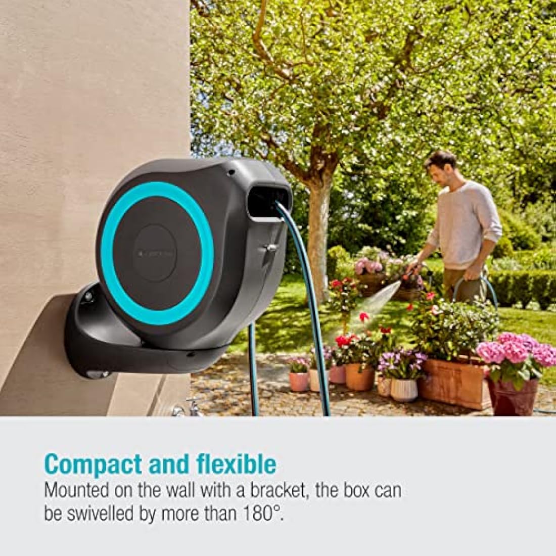 Gardena Wall-Mounted Hose Box Rollup M – 20m Automatic Hose Reel