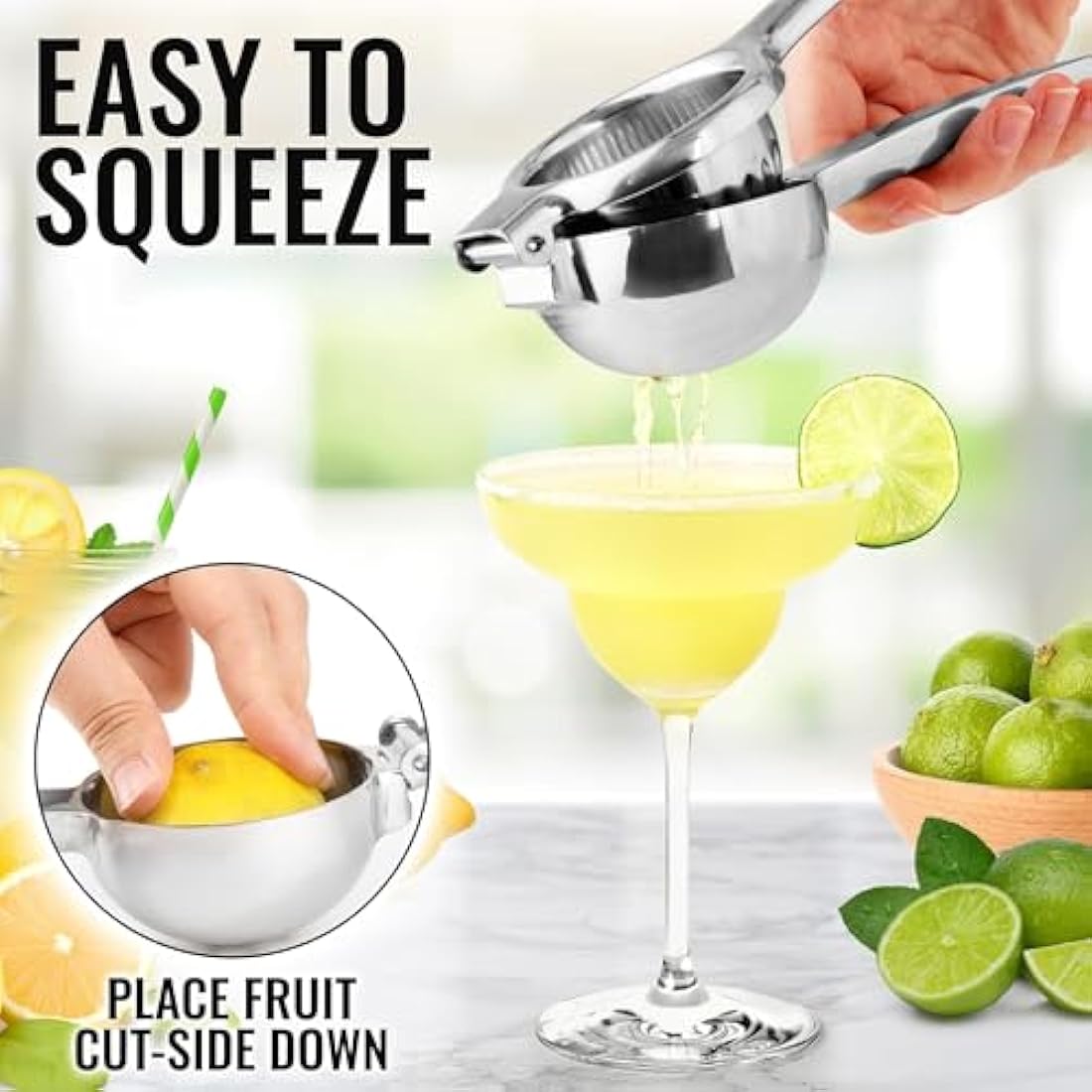 Zulay Kitchen Stainless Steel Lemon Squeezer – Heavy Duty Manual Citrus Press
