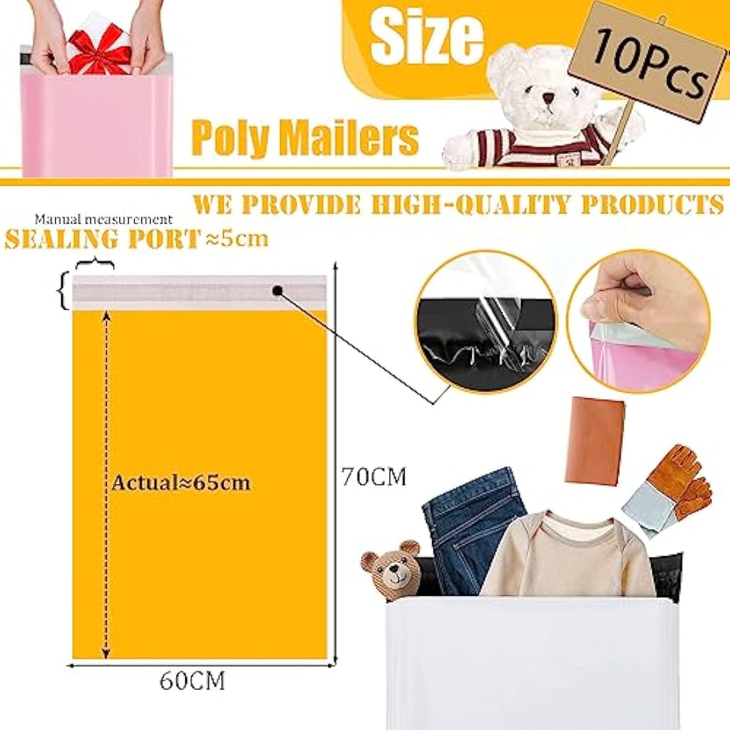 Yellow Vintage Poly Mailers – 60x70cm Self-Seal Shipping Bags