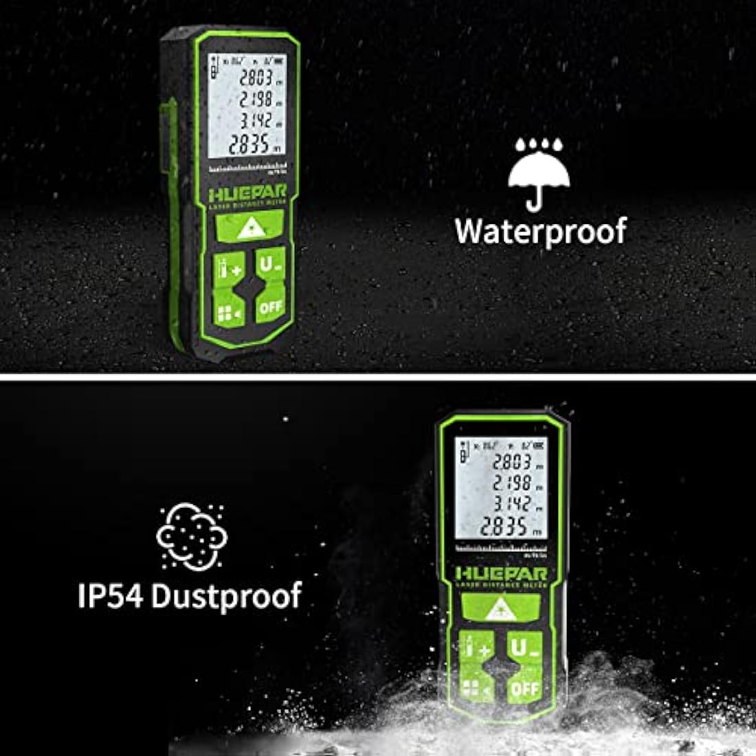 Huepar Laser Measure – 120M Digital Distance Meter with Angle Sensor