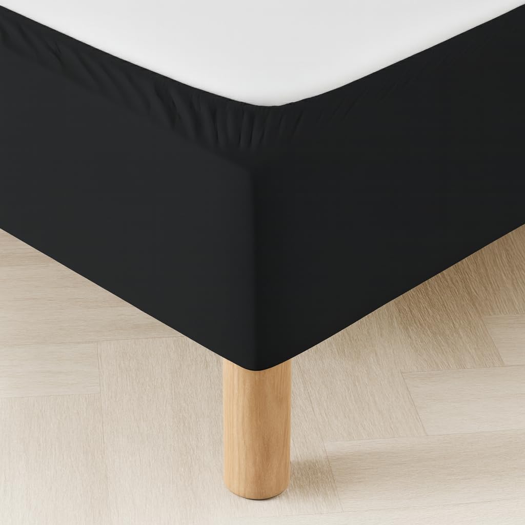 Bed Base Cover 200 x 200 cm Black – Soft and Stretchy Fabric – Impeccable Look – Easy to Install - image 1