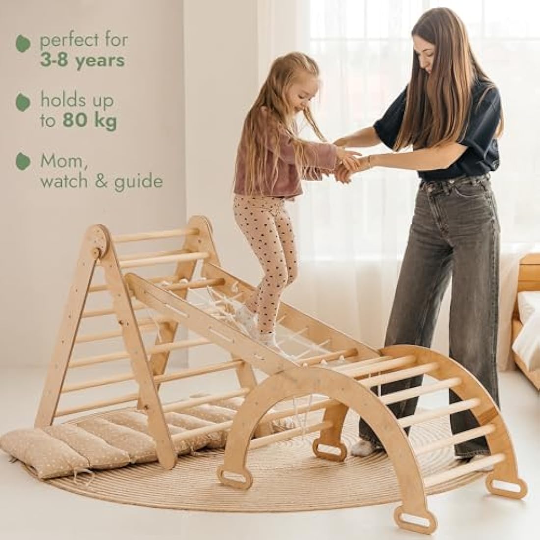 5-in-1 Montessori Wooden Climbing Frame for Toddlers