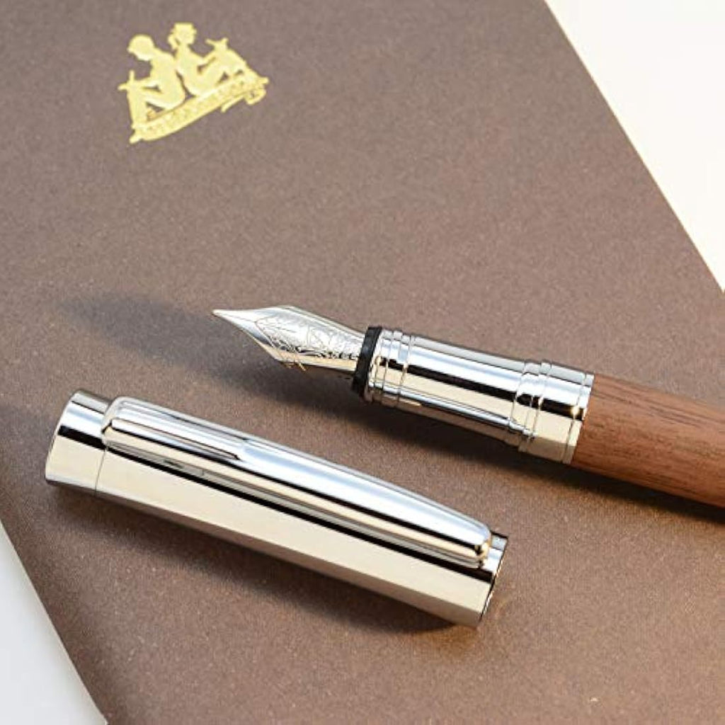 LACHIEVA Luxury Walnut Wood Fountain Pen with German Fine Nib