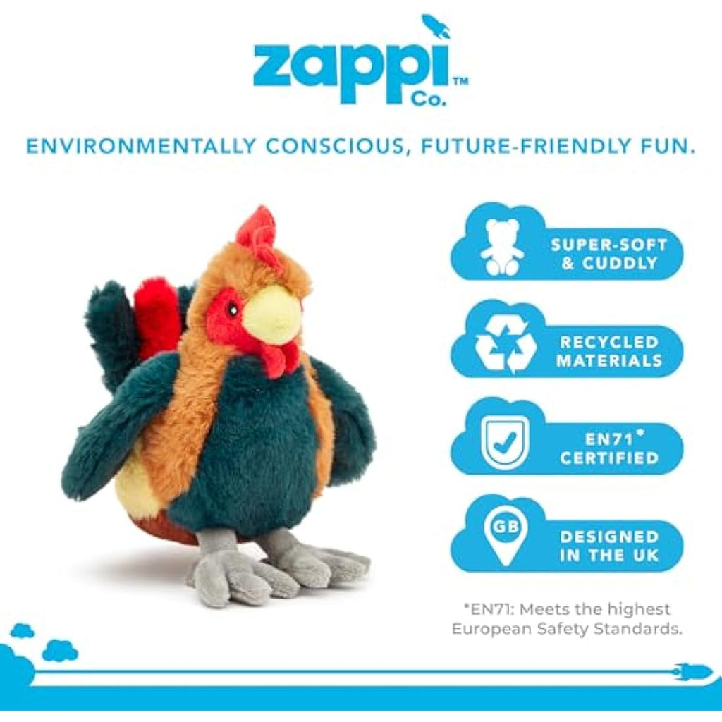 Zappi Co Cockerel Plush Toy – 24cm Recycled Eco-Friendly Soft Animal