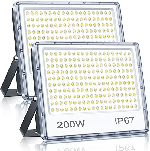 YIQIBRO 200W LED Floodlight Outdoor 2 Pack | IP67 Waterproof 20000LM