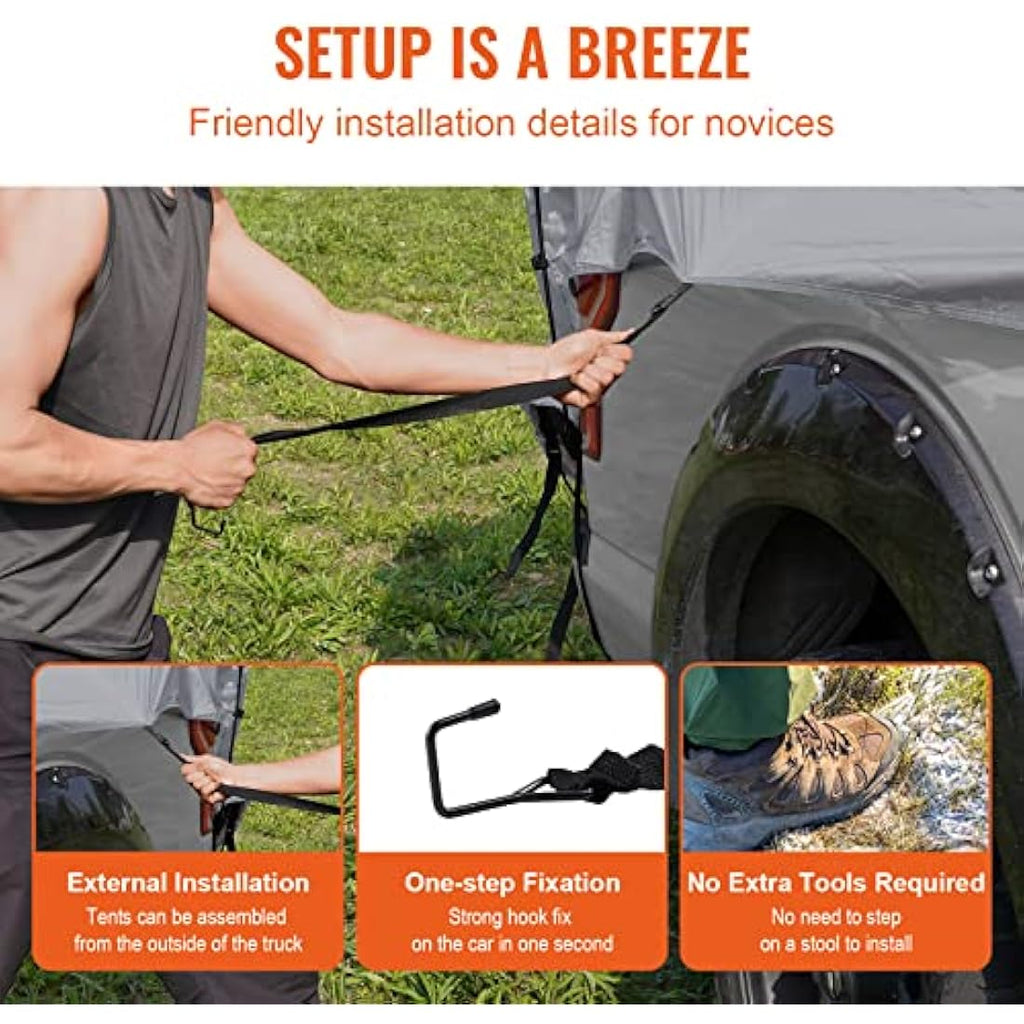 VEVOR Truck Bed Tent | Waterproof 6.4-6.7ft Pickup Tent with Rainfly