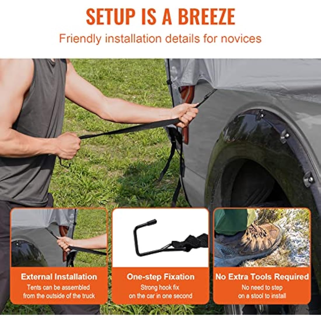 VEVOR Truck Bed Tent | Waterproof 6.4-6.7ft Pickup Tent with Rainfly