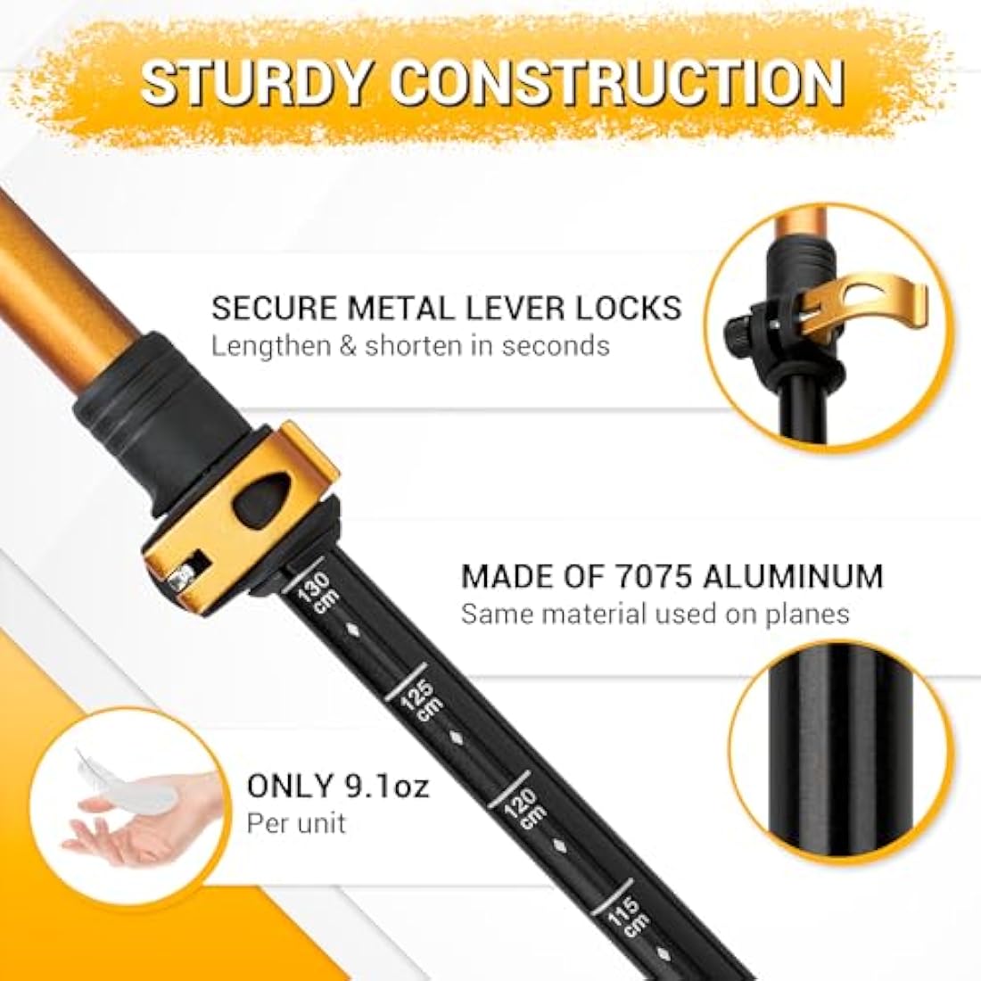 TheFitLife Trekking Poles – 7075 Aluminum Hiking Sticks with Cork Grips