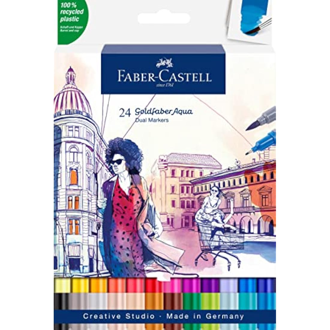 Faber-Castell Goldfaber Aqua Dual Markers – 24 Watercolor Art Pens