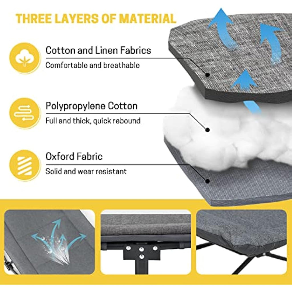 ATORPOK Folding Camping Cot with Cushion and Pillow – Heavy Duty 450lbs