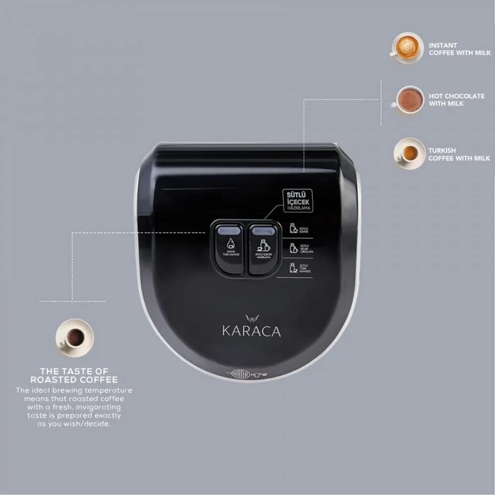 Karaca Hatır Hüps Turkish Coffee Machine & Milk Steamer, 5 Cup - Silver