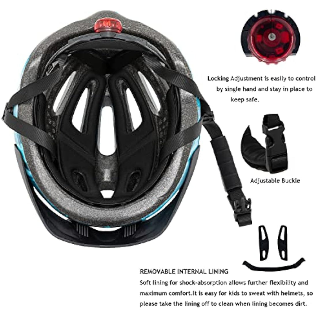Exclusky Kids Bike Helmet with LED Light | Adjustable Size 50-57cm