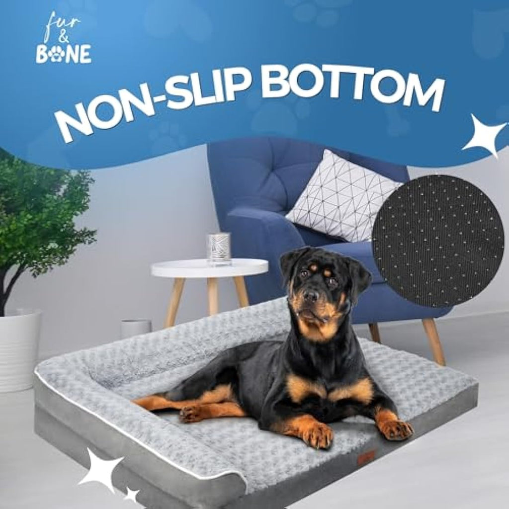 Fur & Bone Orthopedic Dog Bed – Egg Crate Foam Bolster Mattress