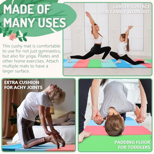 PhysKcal 5-Panel Folding Gymnastics Tumbling Mat | 6.4ft Thick Exercise Mat