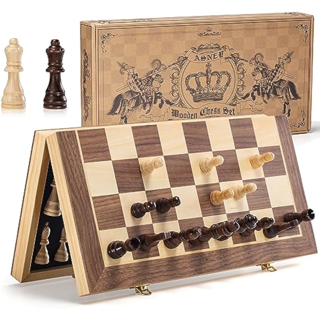 ASNEY 15 Inch Magnetic Wooden Chess Set | Staunton Tournament Board