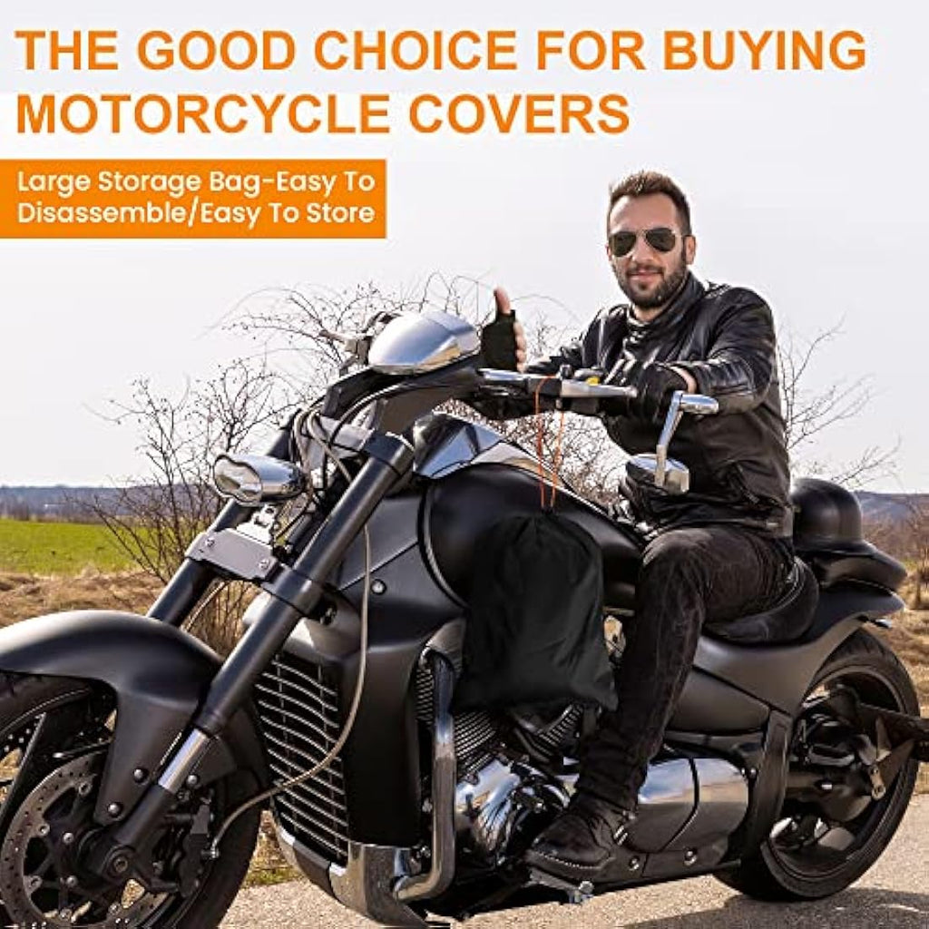 SRIMMIT Heavy Duty Motorcycle Cover | 420D Waterproof Oxford – Large