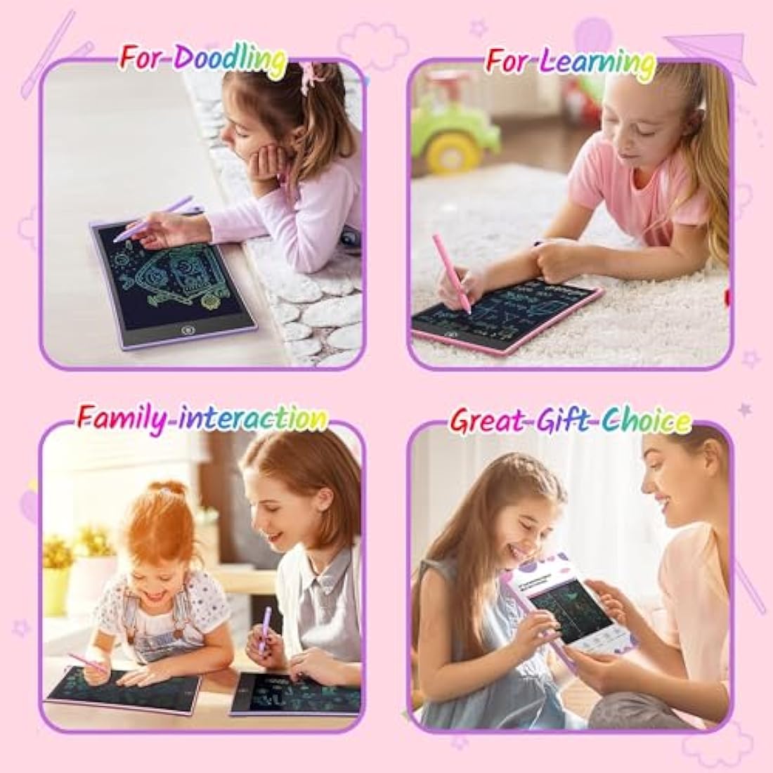 TECJOE 10 Inch LCD Writing Tablet 2-Pack | Colorful Doodle Board for Kids