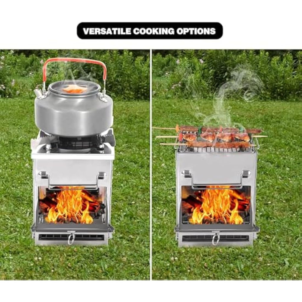 REDCAMP Wood Burning Camping Stove | Portable Stainless Steel Grill
