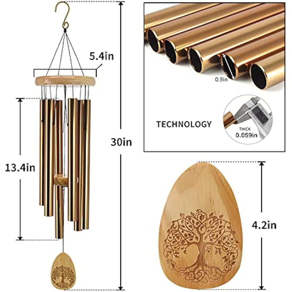 Astarin Memorial Wind Chimes - 30 Inch Deep Tone Sympathy Gift - Bronze
