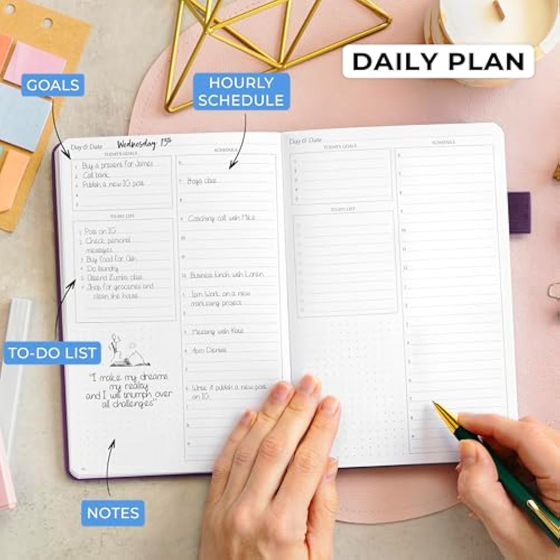 Legend Planner Undated Daily Productivity Journal – A5 Dark Purple PU Leather