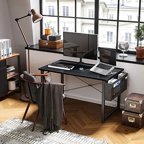 ODK Computer Writing Desk | Home Office PC Table with Storage - Black