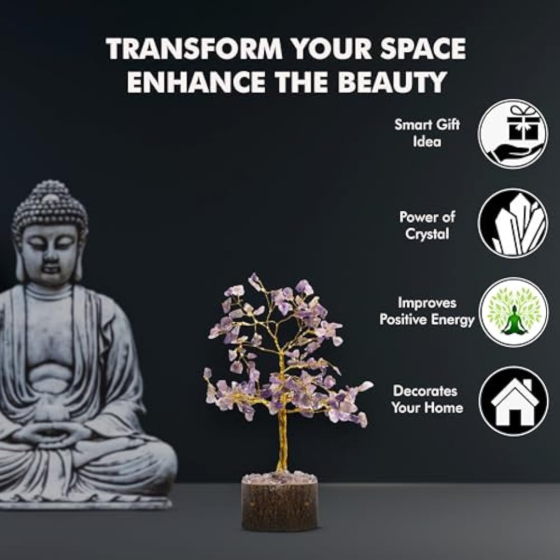 Amethyst Crystal Tree - 150 Bead Feng Shui Gemstone Bonsai