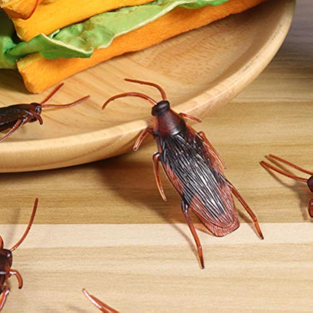 Realistic Fake Cockroaches – 60pc Plastic Prank Prop Toys