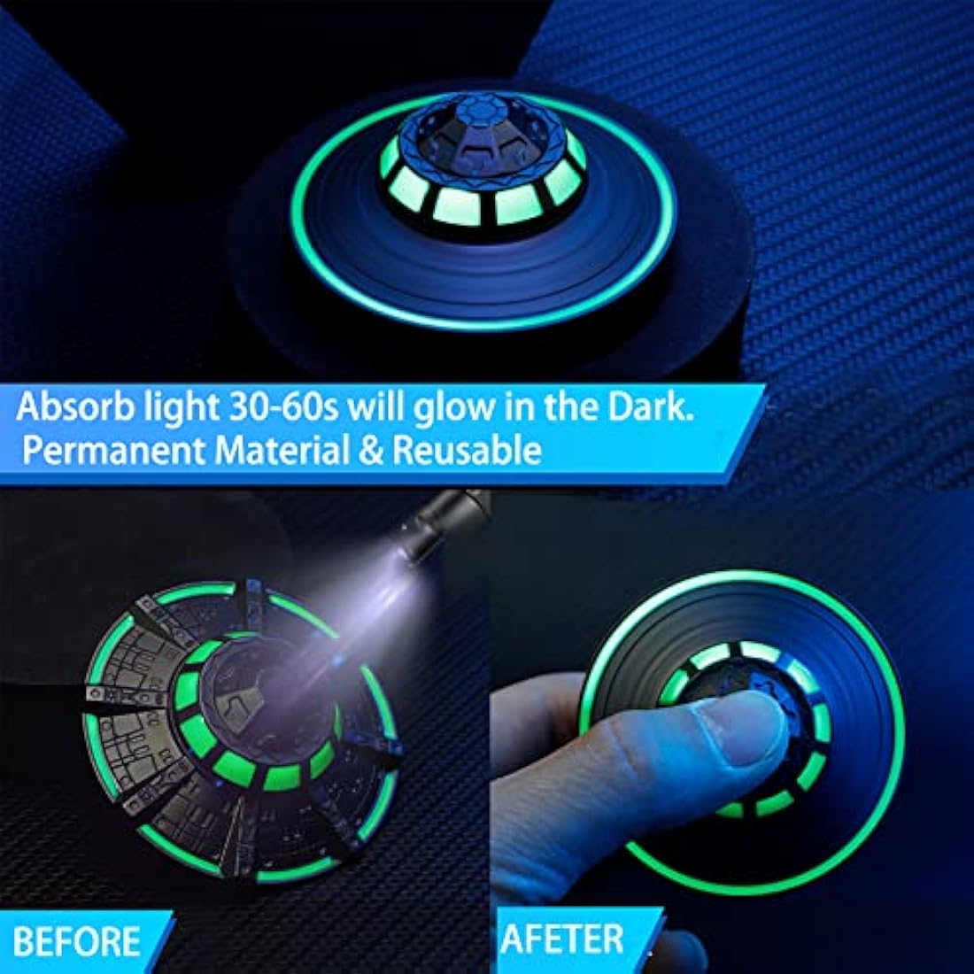 UFO Metal Fidget Spinner – Luminous Stress Relief Desk Toy