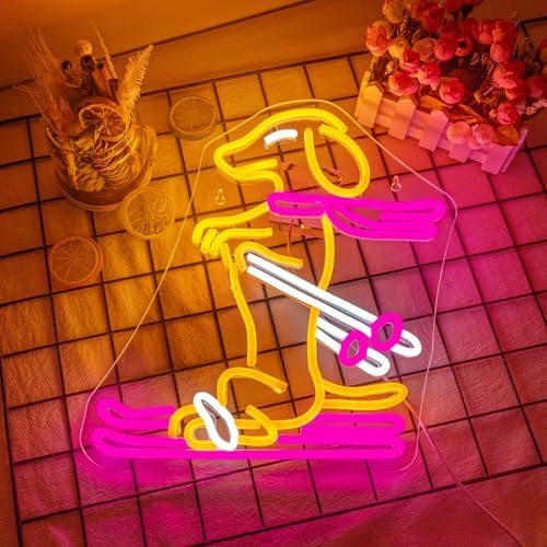 Jolof Store Skateboard Dachshund Neon Sign – Dimmable LED Dog Wall Decor