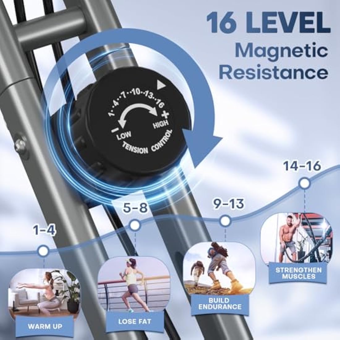 Vannect Foldable Exercise Bike – 16-Level Magnetic Resistance Home Gym