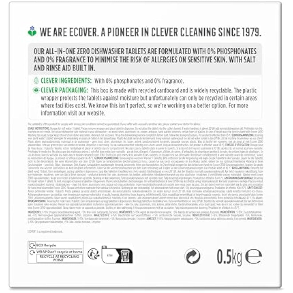 Ecover Zero All-In-One Dishwasher Tablets – Plant-Based – 25 Pack