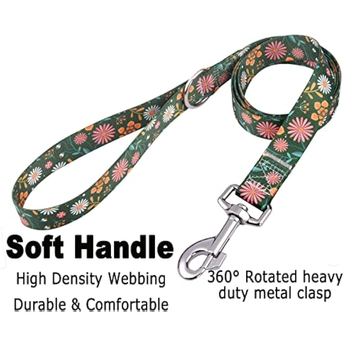 Dog Collar and Lead Set – Bohemia Floral Adjustable Polyester, L