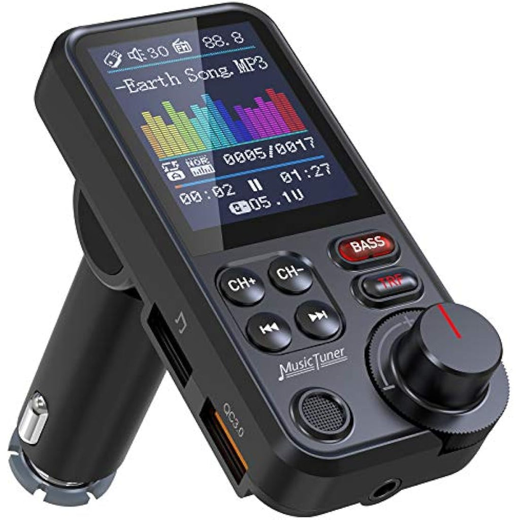 Nulaxy KM30 Car Bluetooth FM Transmitter | QC3.0 Fast Charging & Bass
