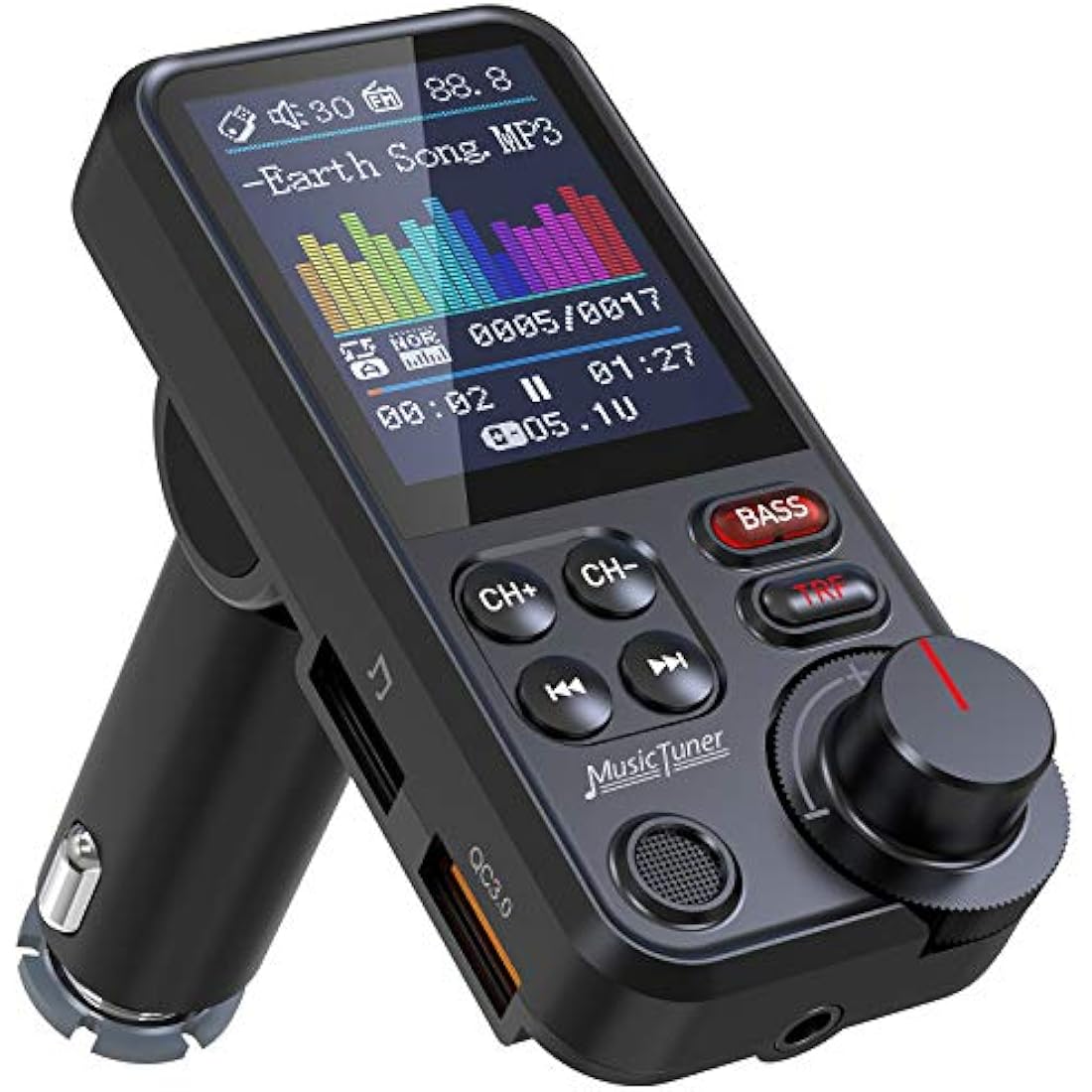 Nulaxy KM30 Car Bluetooth FM Transmitter | QC3.0 Fast Charging & Bass