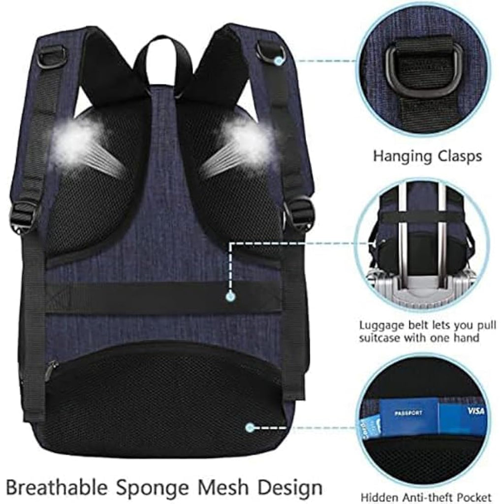 MATEIN 15.6" Travel Laptop Backpack | USB Charging & Anti-Theft - Navy
