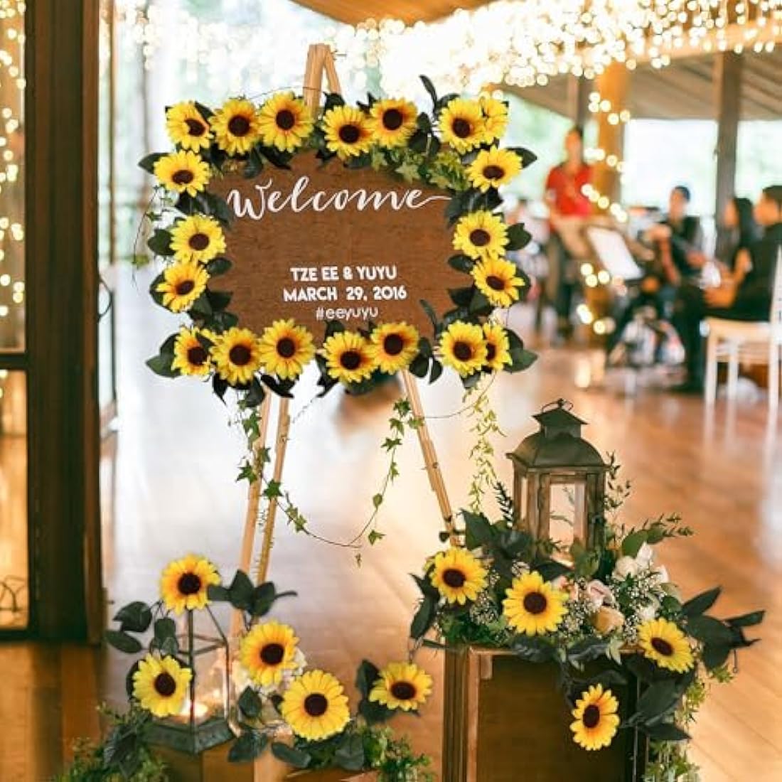 Beferr 4 Pcs Artificial Sunflower Garland | Silk Yellow Flower Vines