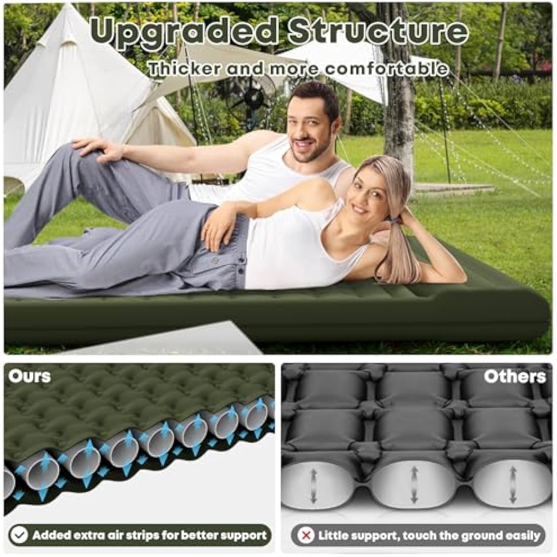 MAMBAKOTR Camping Sleeping Pad – Extra Thick Inflatable Air Mattress