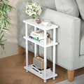 APICIZON Narrow Side Table | 3-Tier Slim End Table with Magazine Rack, White