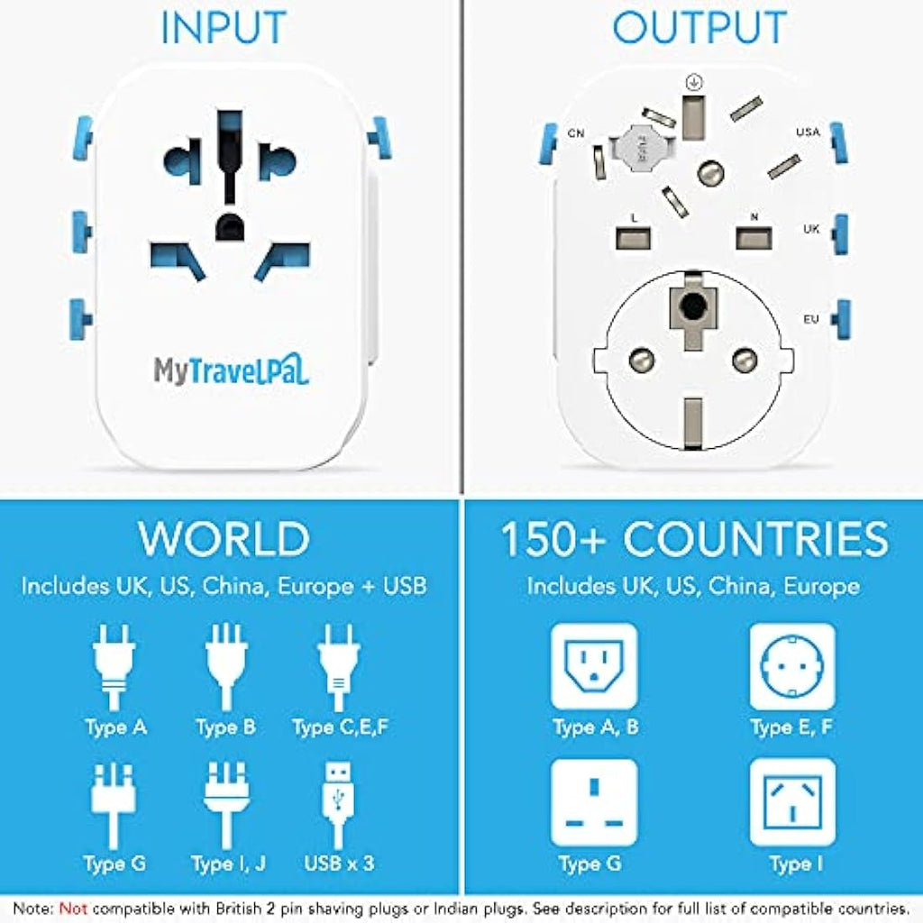 MyTravelPal Pro Grounded Universal Travel Adapter with USB-C | 10A