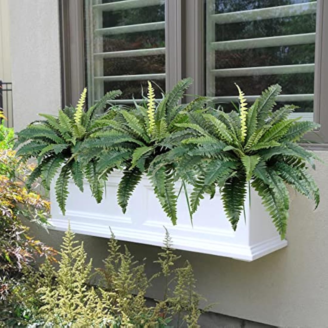 LOMOHOO Large Artificial Boston Ferns - 4 Pack UV Resistant Faux Plants