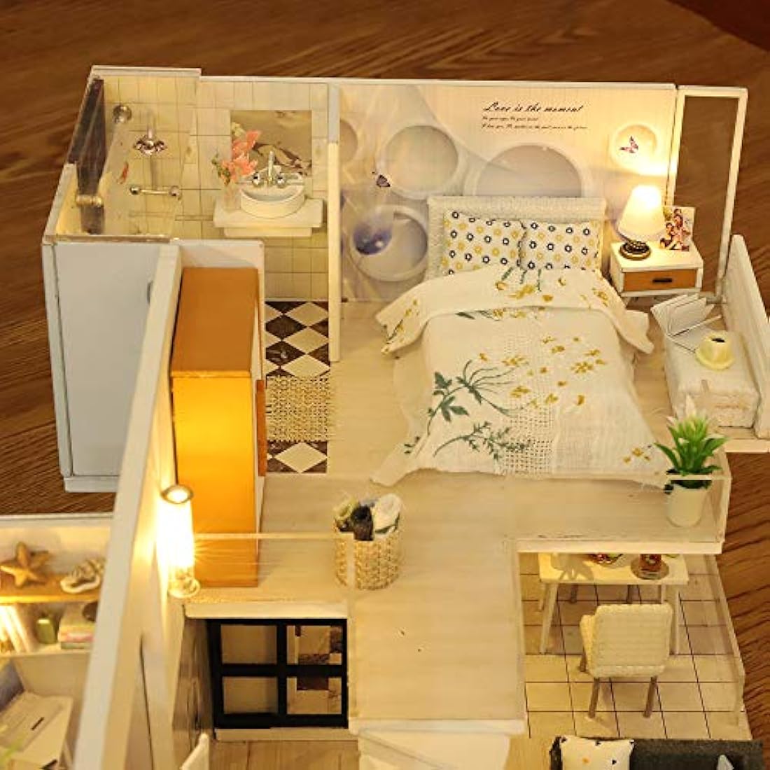 GuDoQi DIY Miniature Dollhouse Kit with Music Box - Simple Life Model