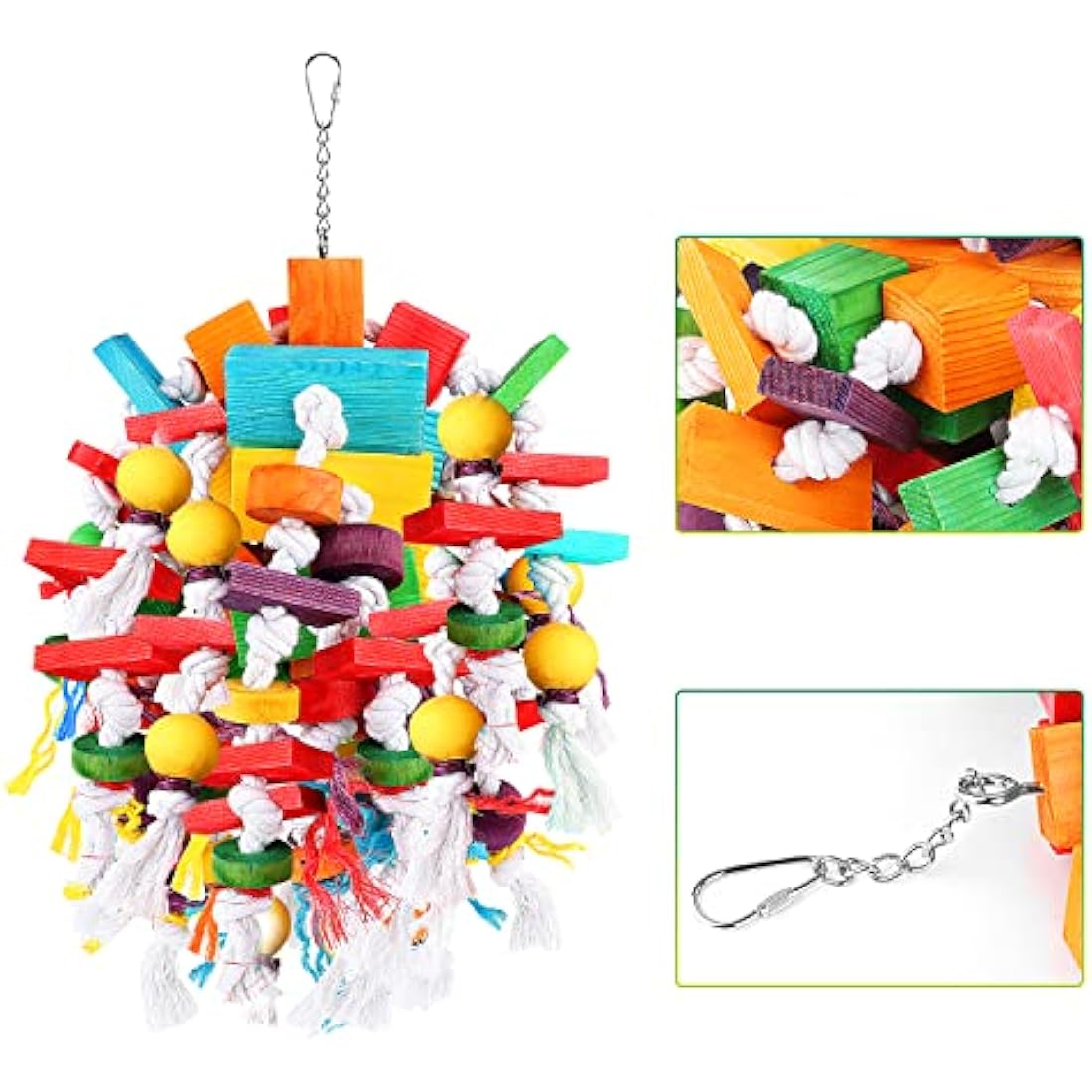 Jijizhazha Large Parrot Chewing Toy – Natural Wood Blocks for Macaws