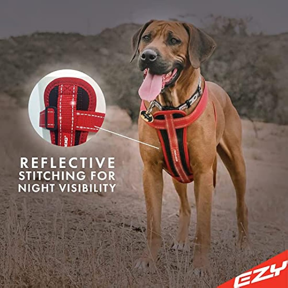 EZYDOG Classic Chest Plate Dog Harness | No Pull Denim – Reflective